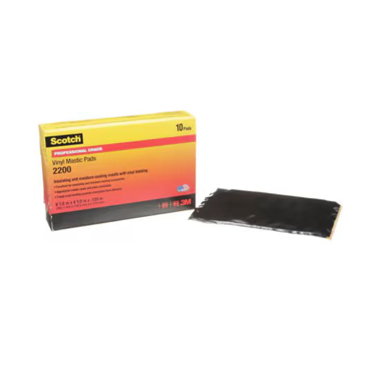3M 7000057774 Scotch® Vinyl Mastic Pad 2200, 6 - 1/2 in x 4 - 1/2 in, Black, 10 pads/carton, 50 pads/Case - KEM - TRON INC.