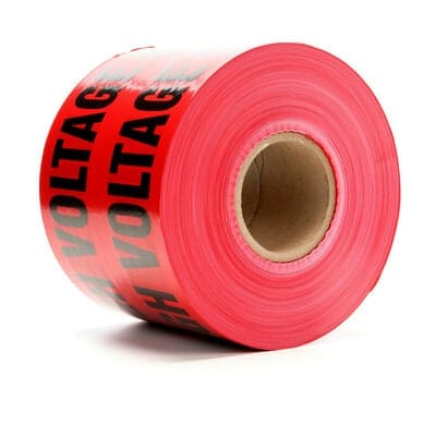 3M 7000133187 Scotch® Buried Barricade Tape 369, CAUTION HIGH VOLTAGE CABLE BURIED BELOW, 6 in x 1000 ft, Red, 4 rolls/Case - KEM - TRON INC.