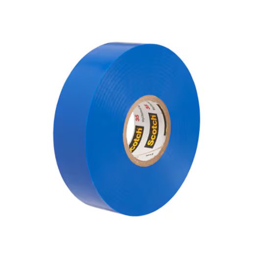 3M 7100169429 Temflex Vinyl Electrical Tape 165, Blue, 3/4 in x 60 ft (19 mm x 18 m), 6 mil, 100 Rolls/Case - KEM - TRON INC.