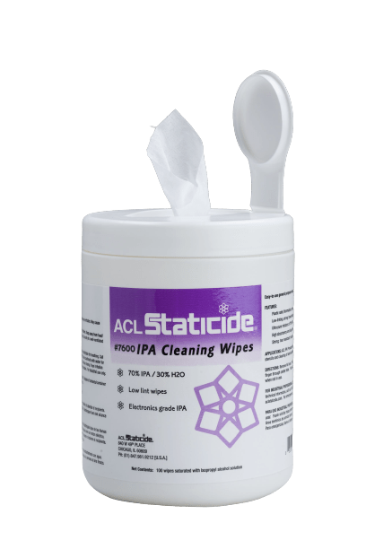 ACL Staticide® 7630 IPA Cleaning Wipe Kit, Isopropyl Alcohol, 5" x 8" (1x 7600 Canister, 3x 7625 refills - 400 wipes total) - KEM - TRON INC.