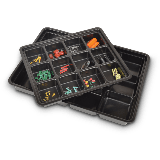 Corstat 13050 ESD Safe Kitting Trays 14 x 10 x 1 - 3/4 in, 12 cavities - KEM - TRON INC.