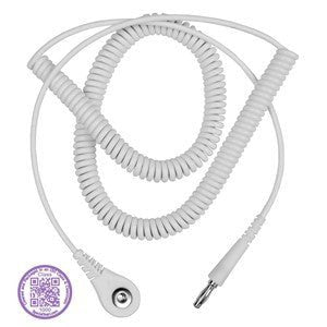 Desco 09229, Jewel Coil Cord w/ 4 MM Snap Socket, White, 10', Clean Pack - KEM - TRON INC.