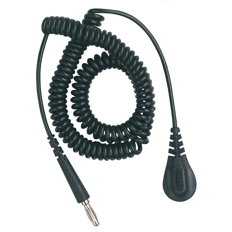 Desco 09680 Relaxed Retraction Coil Cord With Banana Plug, 12' - KEM - TRON INC.