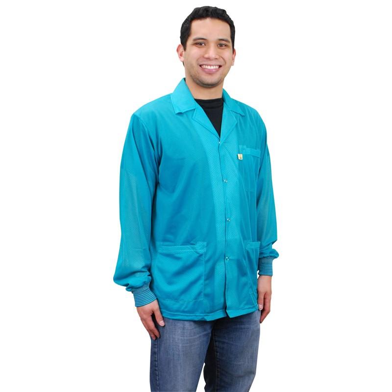 Desco 73853 Statshield ESD - Safe Teal Smock Jacket W/ Cuff, Large - KEM - TRON INC.