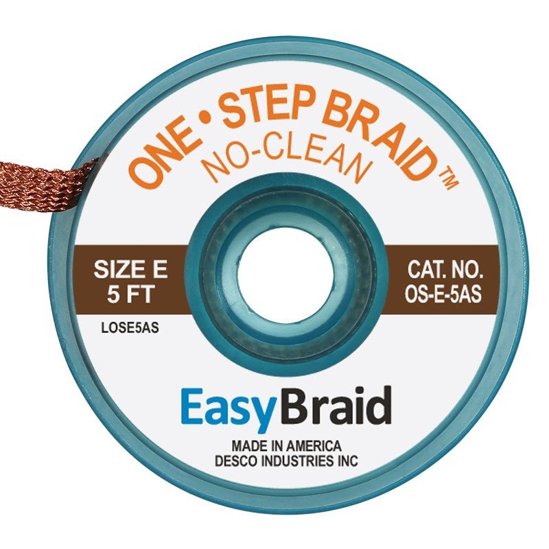 Easy Braid OS - E - 5AS One - Step No Clean Braid .125", Anti - static, 5' Spool - KEM - TRON INC.