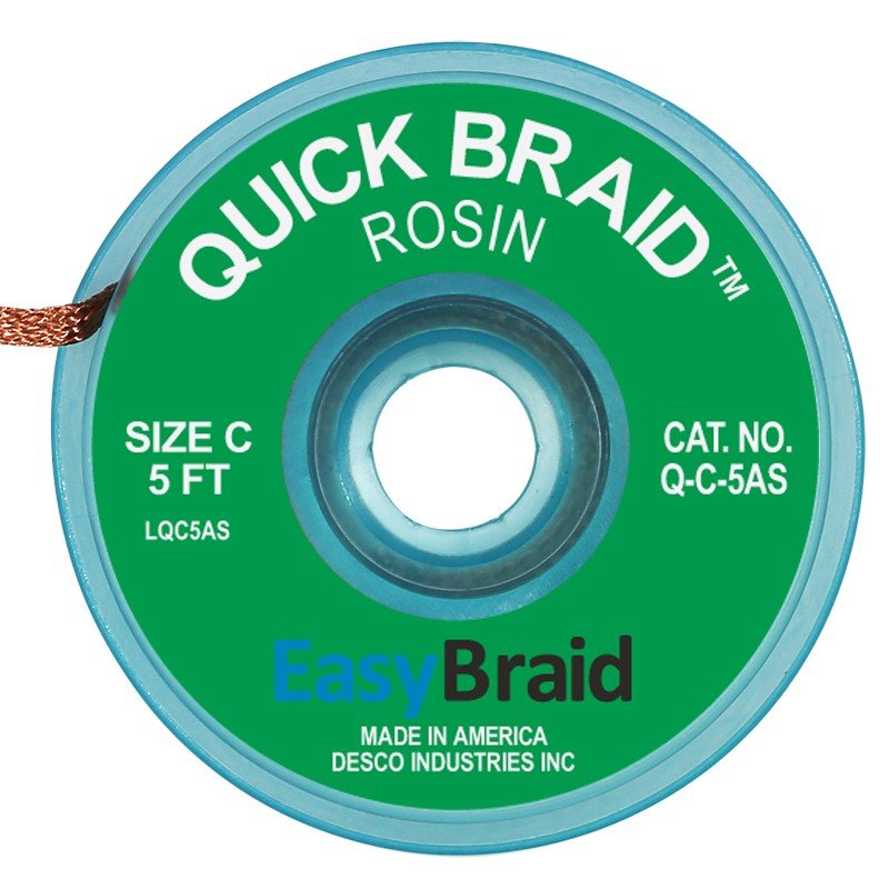 Easy Braid Q - C - 5AS Quick Braid .075", Anti - static, 5' Spool - KEM - TRON INC.