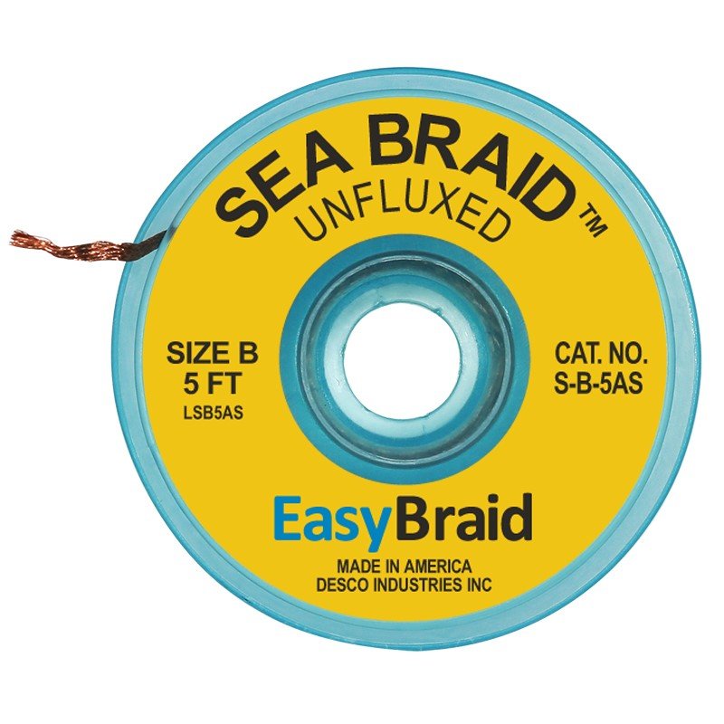 Easy Braid S - B - 5AS Sea Braid .050", Anti - static, Unfluxed, 5' Spool - KEM - TRON INC.