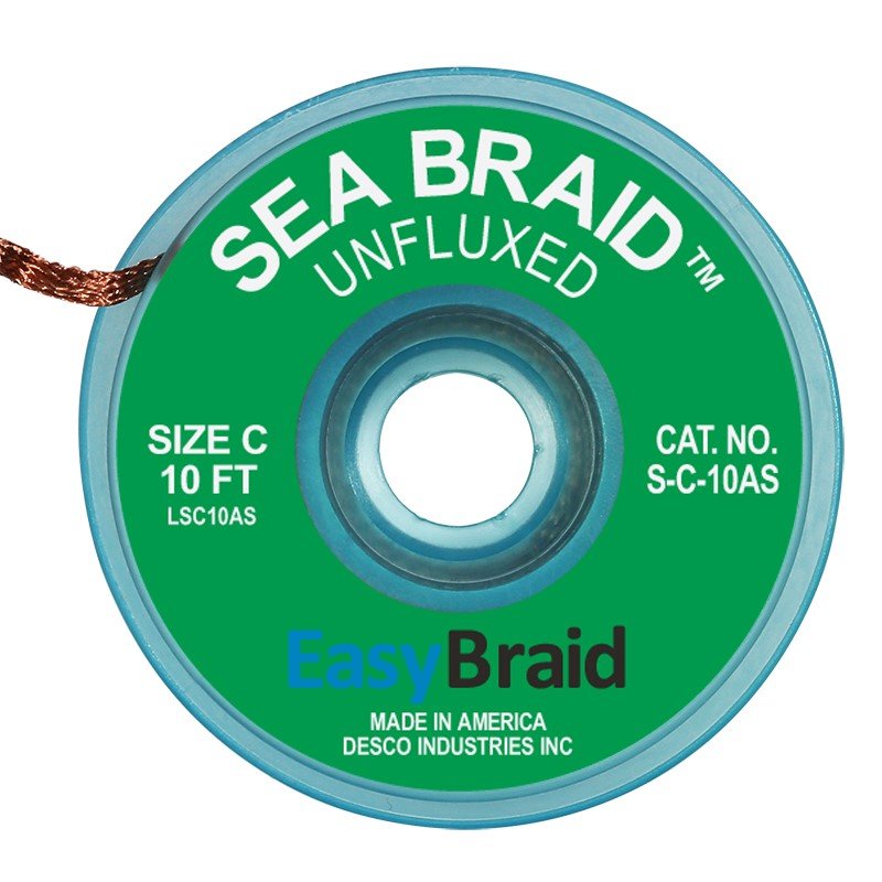 Easy Braid S - C - 10AS Sea Braid .075", Anti - static, Unfluxed, 10' Spool - KEM - TRON INC.