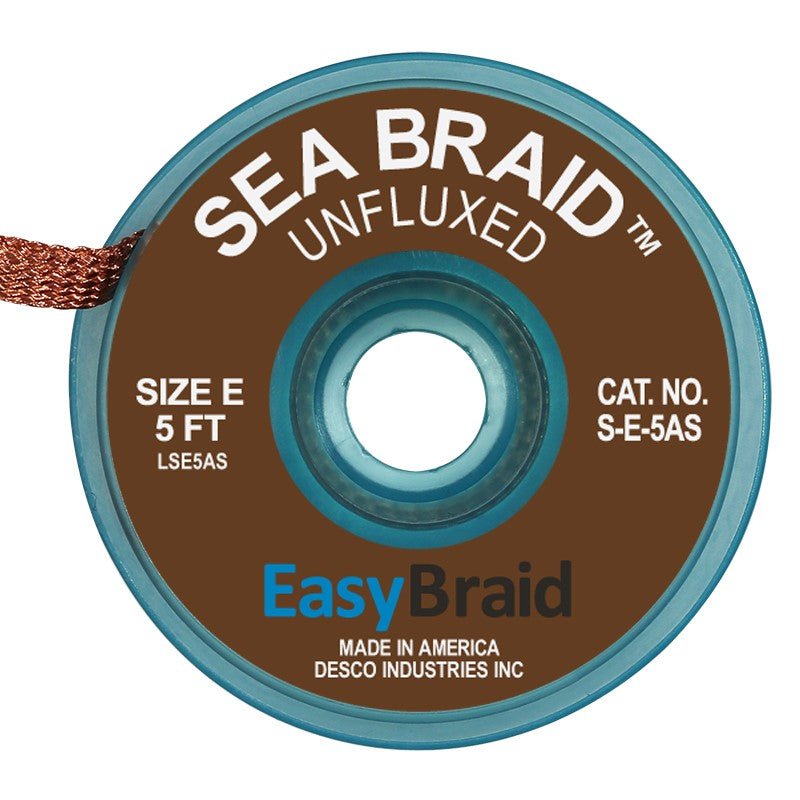 Easy Braid S - E - 5AS Sea Braid .125", Anti - static, Unfluxed, 5' Spool - KEM - TRON INC.