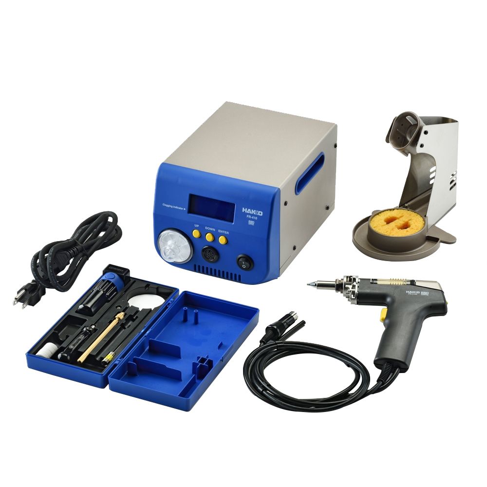 Hakko FR410 - 52 FR - 410 High Power Desoldering Station with Gun - Style Desoldering Tool - KEM - TRON INC.