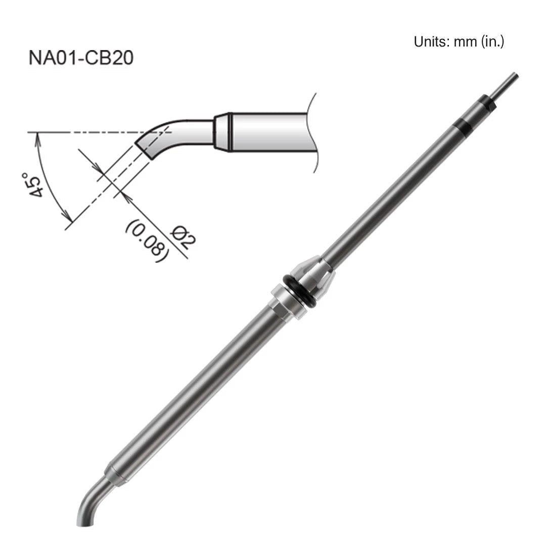 Hakko NA01 - CB20 2.0mm Bent Nozzle - KEM - TRON INC.