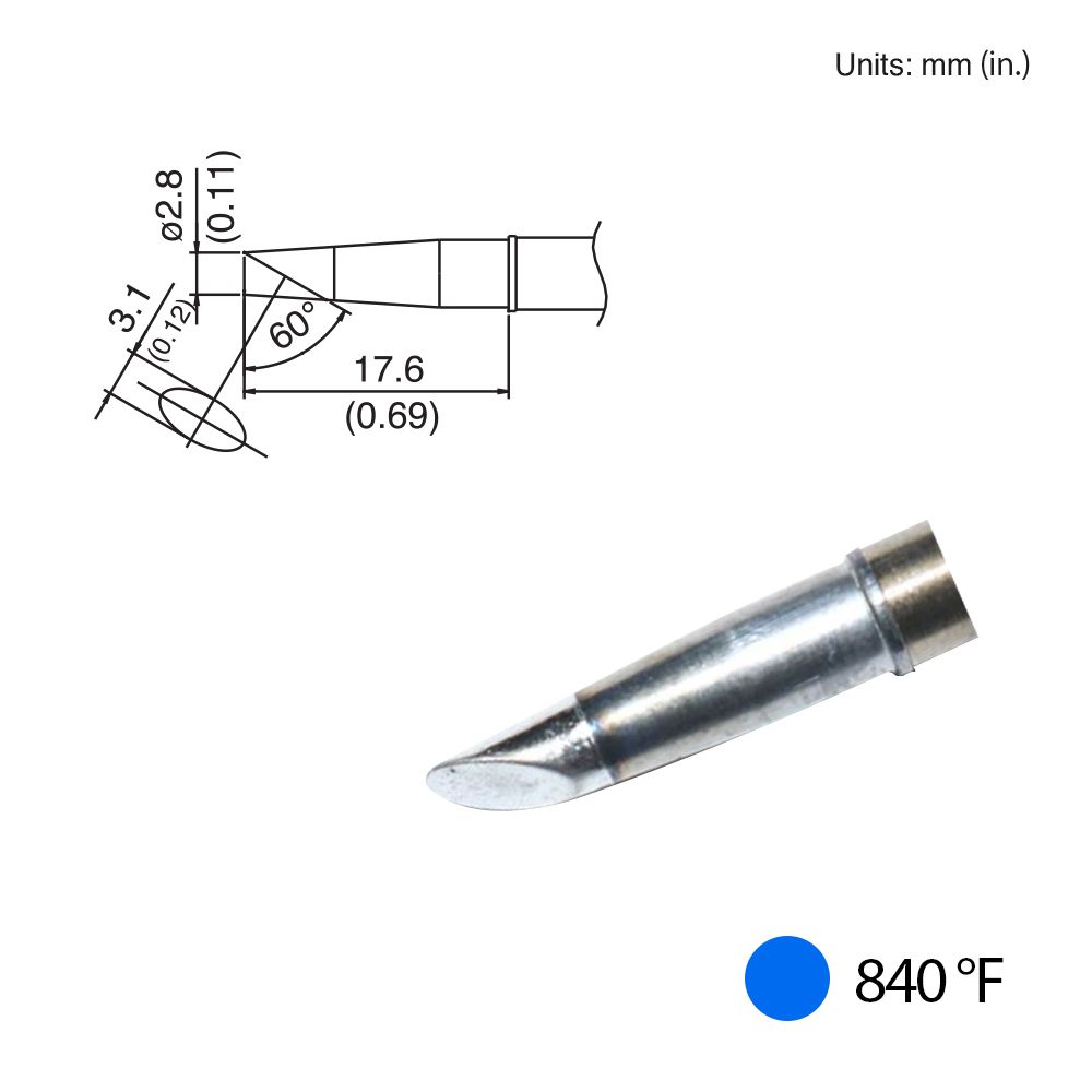 Hakko T31 - 01BC28 Bevel Tip, 840°F / 450°C - KEM - TRON INC.
