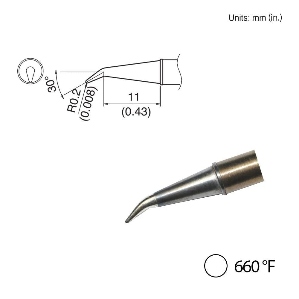 Hakko T31 - 03J02 Angled Tip, 660°F / 350°C - KEM - TRON INC.