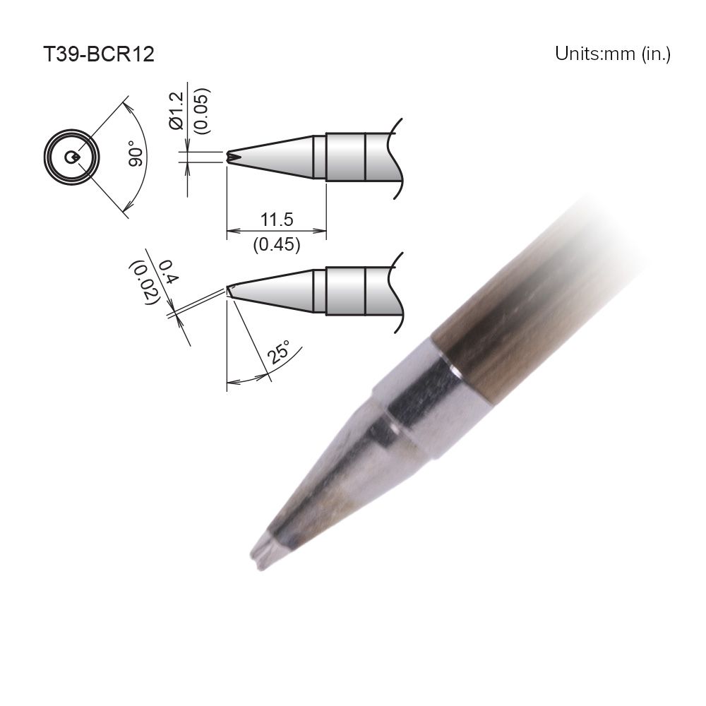Hakko T39 - BCR12 Bevel V - Groove Tip - KEM - TRON INC.