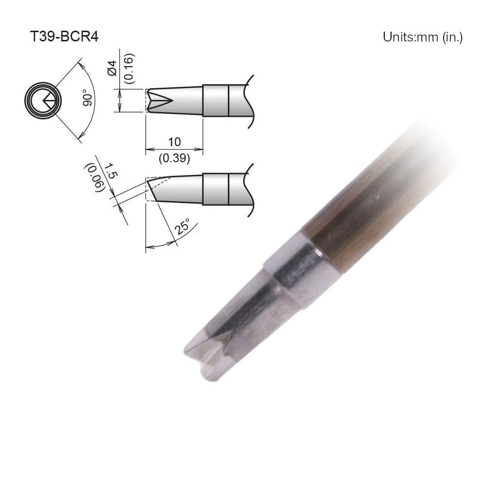 Hakko T39 - BCR4 Bevel V - Groove Tip - KEM - TRON INC.