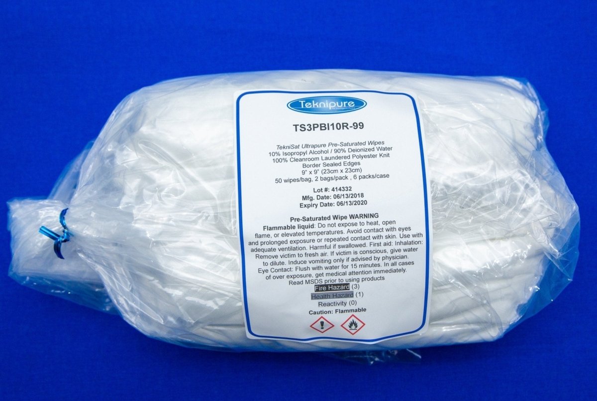Teknipure TS3PBI10R - 99, Polyester Knit Pre - Saturated Wiper Refill, 9" X 9", 10% IPA, Case of 600 - KEM - TRON INC.