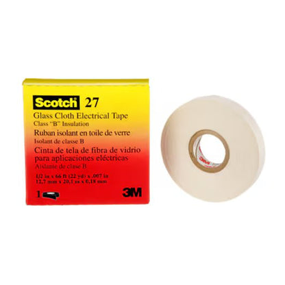3M 7000005815 Glass Cloth Electrical Tape 27, 3/4 in x 66 ft, 50 Rolls/Case - KEM - TRON INC.