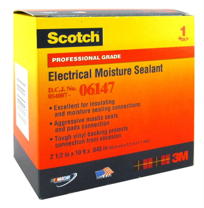 3M 7000005872 Scotch® Electrical Moisture Sealant Roll 06147, 2 - 1/2 in x 10 ft, Black, 1 roll/carton, 10 rolls/Case - KEM - TRON INC.
