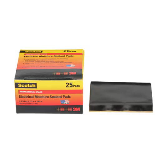 3M 7000006236 Scotch® Electrical Moisture Sealant Pad 06149, 2 - 1/2 in x 2 - 1/2 in, Black,10 pads/carton, 250 pads/case - KEM - TRON INC.