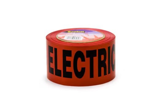 3M 7000031679 Scotch® Buried Barricade Tape 302, CAUTION BURIED ELECTRIC LINE, 3 in x 1000 ft, Red, 8 rolls/Case - KEM - TRON INC.