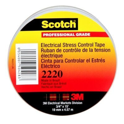 3M 7000034806 Scotch® Electrical Stress Control Tape 2220, 3/4 in x 15 ft, Gray, 100 rolls/Case - KEM - TRON INC.