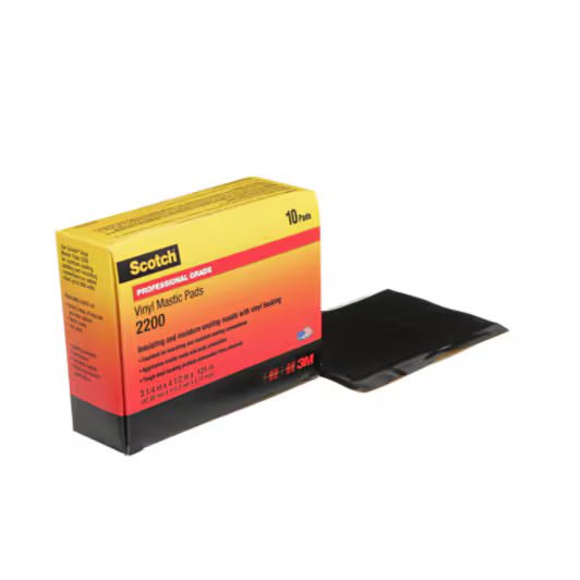 3M 7000057773 Scotch® Vinyl Mastic Pad 2200, 3 - 1/4 in x 4 - 1/2 in, Black, 10 pads/carton, 50 pads/Case - KEM - TRON INC.
