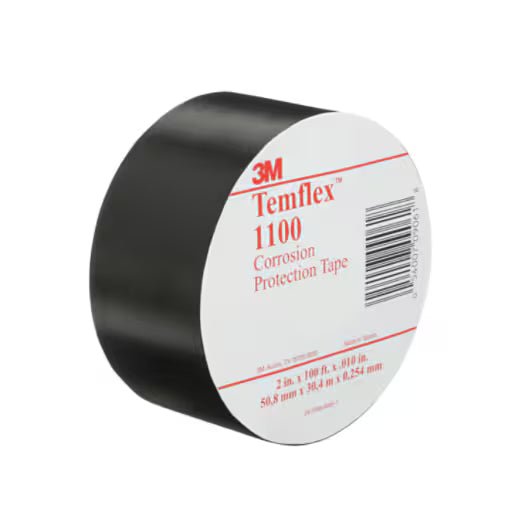 3M 7000132166 Temflex™ Vinyl Corrosion Protection Tape 1100, 2 in x 100 ft, Printed, Black, 4 rolls/carton, 24 rolls/Case - KEM - TRON INC.
