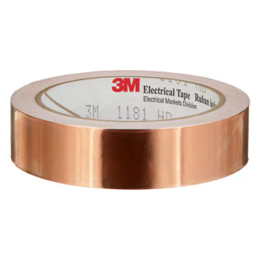 3M 7000132169 EMI Copper Foil Shielding Tape 1181, 1 in x 18 yd (25,40 mm x 16,5 m), 9 per case - KEM - TRON INC.