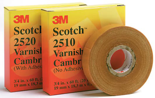 3M 7000132185 Scotch® Varnished Cambric Tape 2510, 3/4 in x 36 yd, Yellow, 1 Roll/Carton, 48 rolls/Case - KEM - TRON INC.
