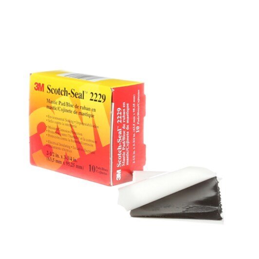 3M 7000132544 Scotch - Seal™ Mastic Tape Compound 2229, 2 - 1/2 in x 3 - 3/4 in, Black, 10 pads/carton, 40 pads/Case - KEM - TRON INC.