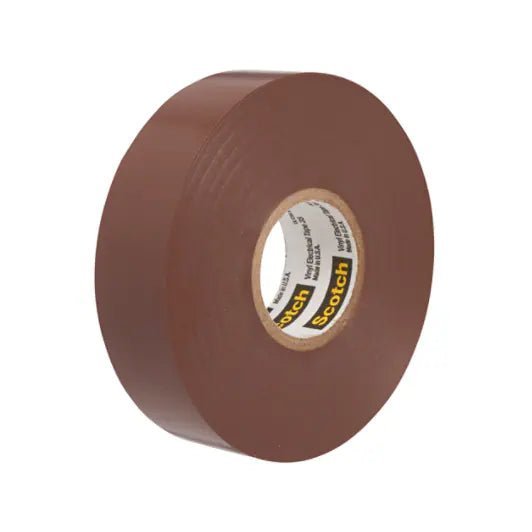 3M 7000132638 Scotch® Vinyl Color Coding Electrical Tape 35, 1/2 in x 20 ft, Brown, 10 rolls/carton - KEM - TRON INC.