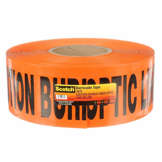 3M 7000133184 Scotch® Buried Barricade Tape 365, CAUTION BURIED FIBER OPTIC LINE BELOW, 3 in x 1000 ft, Orange, 8 rolls/Case - KEM - TRON INC.