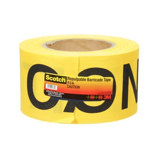 3M 7000133197 Scotch® Repulpable Barricade Tape 516, CAUTION, 3 in x 150 ft, Yellow, 8 rolls/Case - KEM - TRON INC.