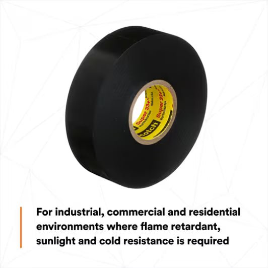 3M 7010349613 Scotch® Super 33+ Vinyl Electrical Tape, 3/4 in x 66 ft, 1 - 1/2 in Core, Black, 10 rolls/carton, 100 rolls/Case - KEM - TRON INC.