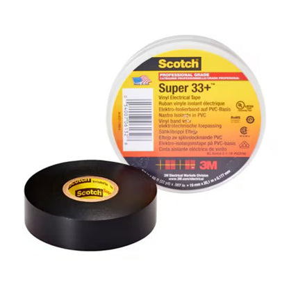 3M 7010397928 Scotch® Super 33+ Vinyl Electrical Tape, 3/4 in x 52 ft, Black, 10 rolls/carton, 100 rolls/Case - KEM - TRON INC.