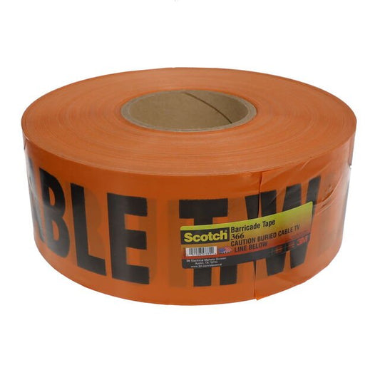3M 7010397990 Scotch® Buried Barricade Tape 366, CAUTION BURIED CABLE TV LINE BELOW, 3 in x 1000 ft, Orange, 8 rolls/Case - KEM - TRON INC.