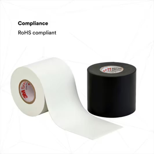 3M 7100004537 Scotch® Fire - Retardant Electric Arc Proofing Tape 77, 1 - 1/2 in x 20 ft, Black, 1 roll/carton, 10 rolls/Case - KEM - TRON INC.