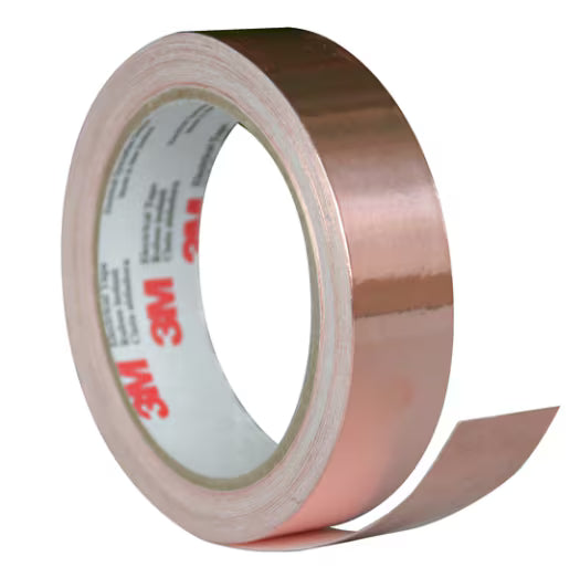 3M 7010319338 Copper Foil Shielding Tape 1181, 1 1/4 in X 60 yds, Mini-case, 9 Rolls, 3-in paper core