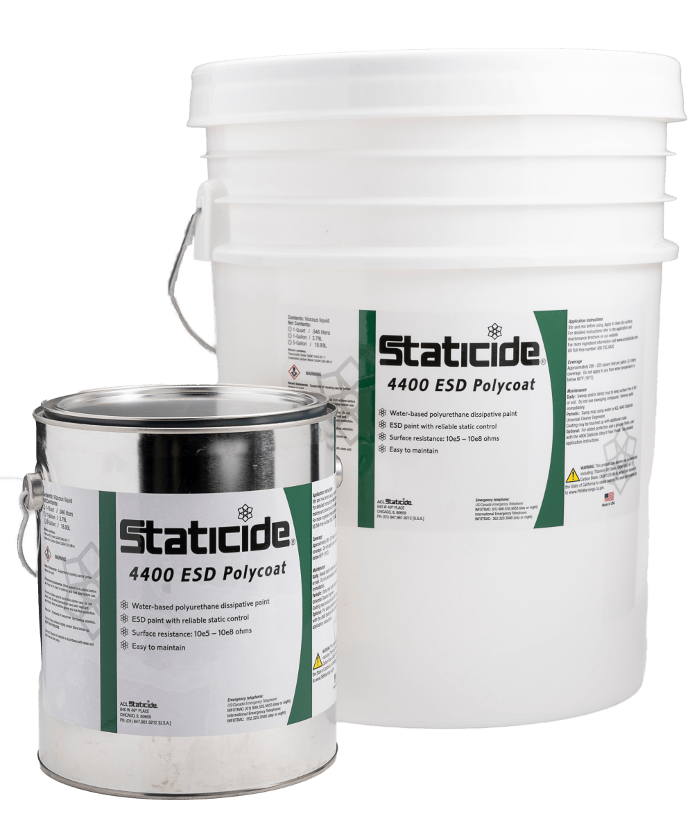 ACL Staticide® 4400MG5 ESD Polycoat Paint, Medium Gray 5 Gallon Pail - KEM - TRON INC.