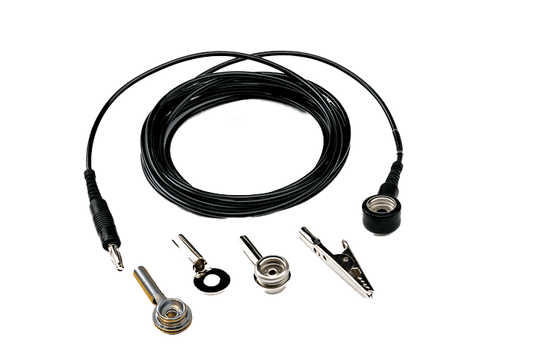 ACL Staticide® 8094 1M? Universal Grounding Cord, 10 ft. 10mm Socket to Banana with 4 adaptors - KEM - TRON INC.