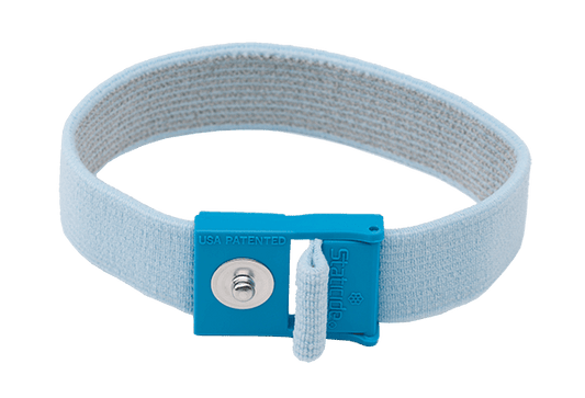 ACL Staticide® 8155 Premium Hypoallergenic Wrist Strap with 1M? Coiled Grounding Cord, Light Blue w/4mm Stud - KEM - TRON INC.