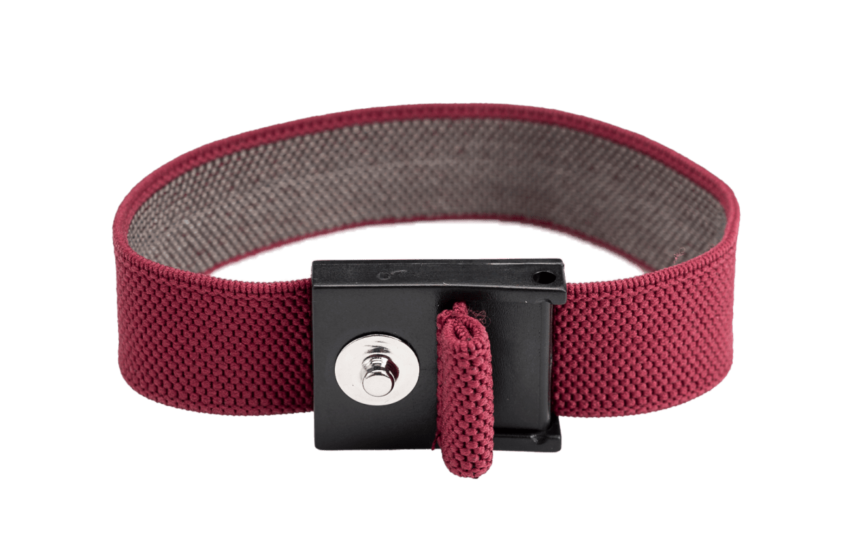 ACL Staticide® 8157 Premium Wrist Strap with 1M? Coiled Grounding Cord, Maroon w/4mm Stud - KEM - TRON INC.