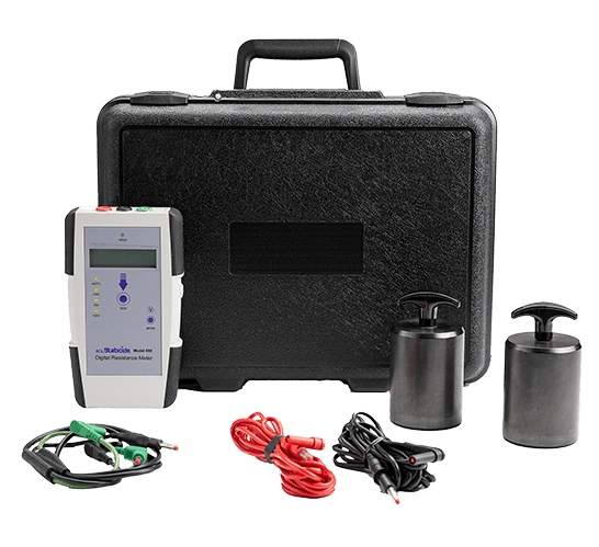 ACL Staticide® 880 Digital Megohmmeter, Includes meter, two 5 - lb probes, 80" banana - to - banana shielded split cable and shielded ground cable, 9 volt battery, carrying case, and NIST - traceable calibration certificate - KEM - TRON INC.