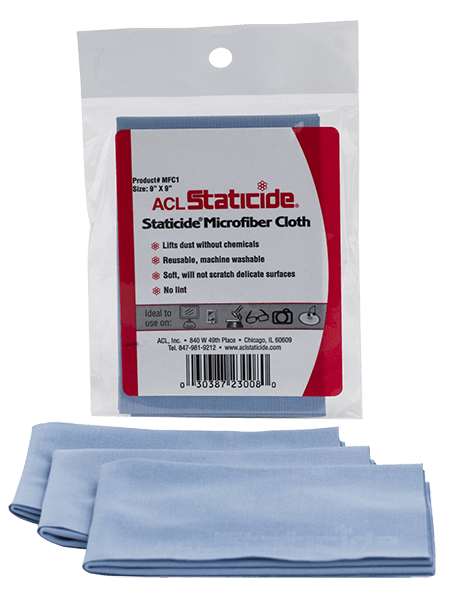 ACL Staticide® MFC24 Blue Microfiber Cloth Wipes, 9" x 9", 24 cloths per case - KEM - TRON INC.