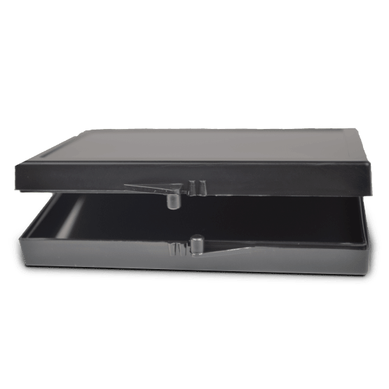 Corstat 3545 Injection Molded Hinged Boxes 4 - 5/8 x 3 - 1/2 x 1/2 in, 50/cs - KEM - TRON INC.