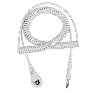 Desco 09218, Jewel Coil Cord w/ 4 MM Snap Socket, White, 6' - KEM - TRON INC.