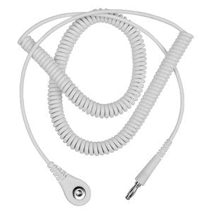 Desco 09219, Jewel Coil Cord w/ 4 MM Snap Socket, White, 10' - KEM - TRON INC.