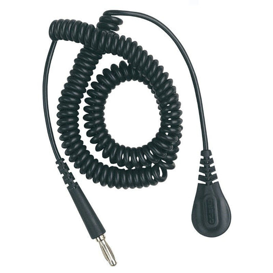 Desco 09480 Relaxed Retraction Coil Cord With Banana Plug, 6' - KEM - TRON INC.