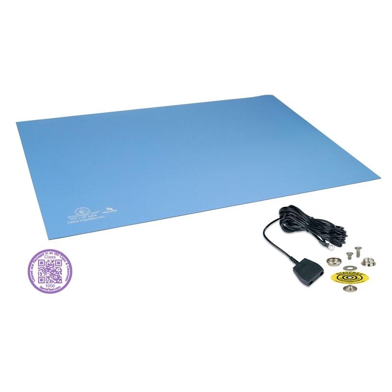 Desco 66330 Statefree Uc2 Dissipative Dual Layer Rubber Mat, Sky Blue, 30" X 72" - KEM - TRON INC.