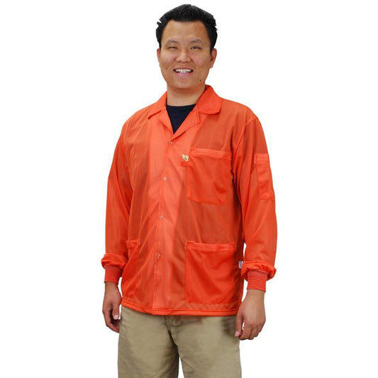 Desco 73915 Statshield Esd - Safe Orange Jacket With Knitted Cuffs, 2Xlarge - KEM - TRON INC.